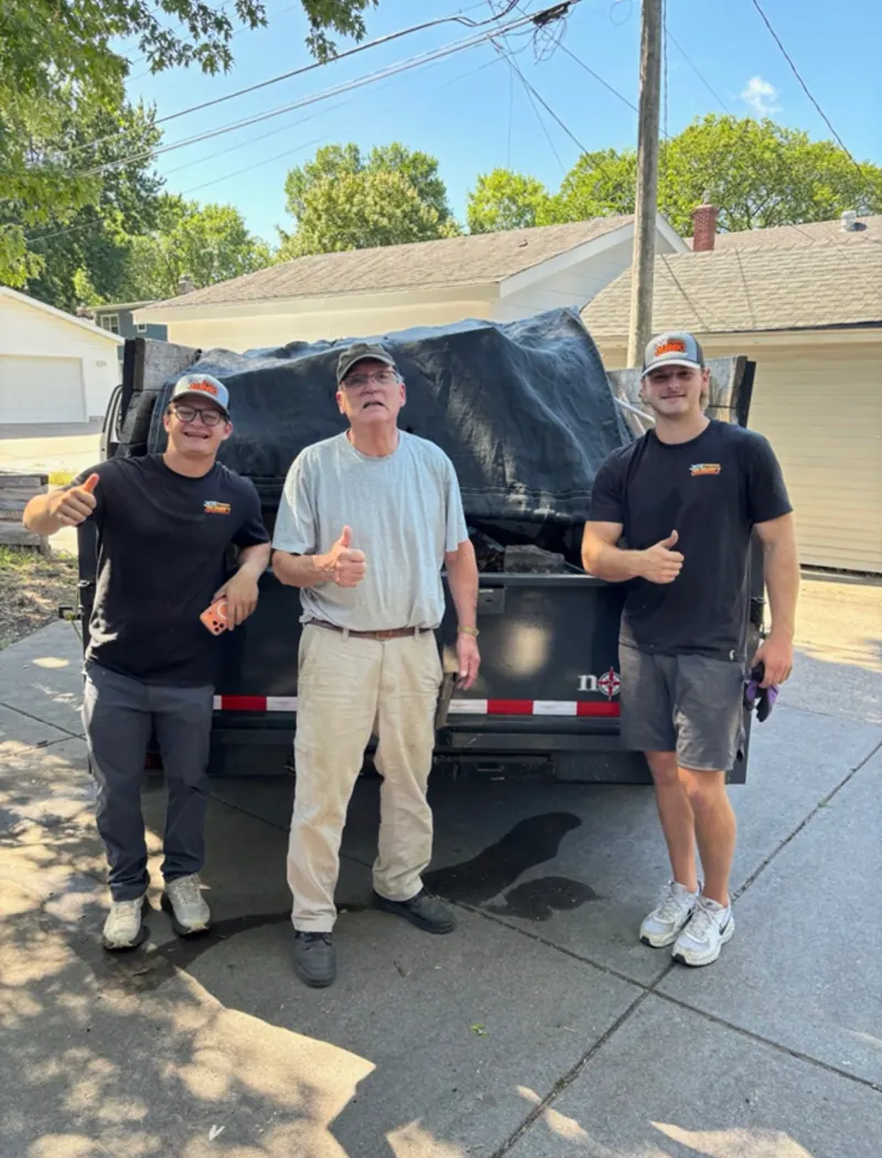 Crew with a happy customer